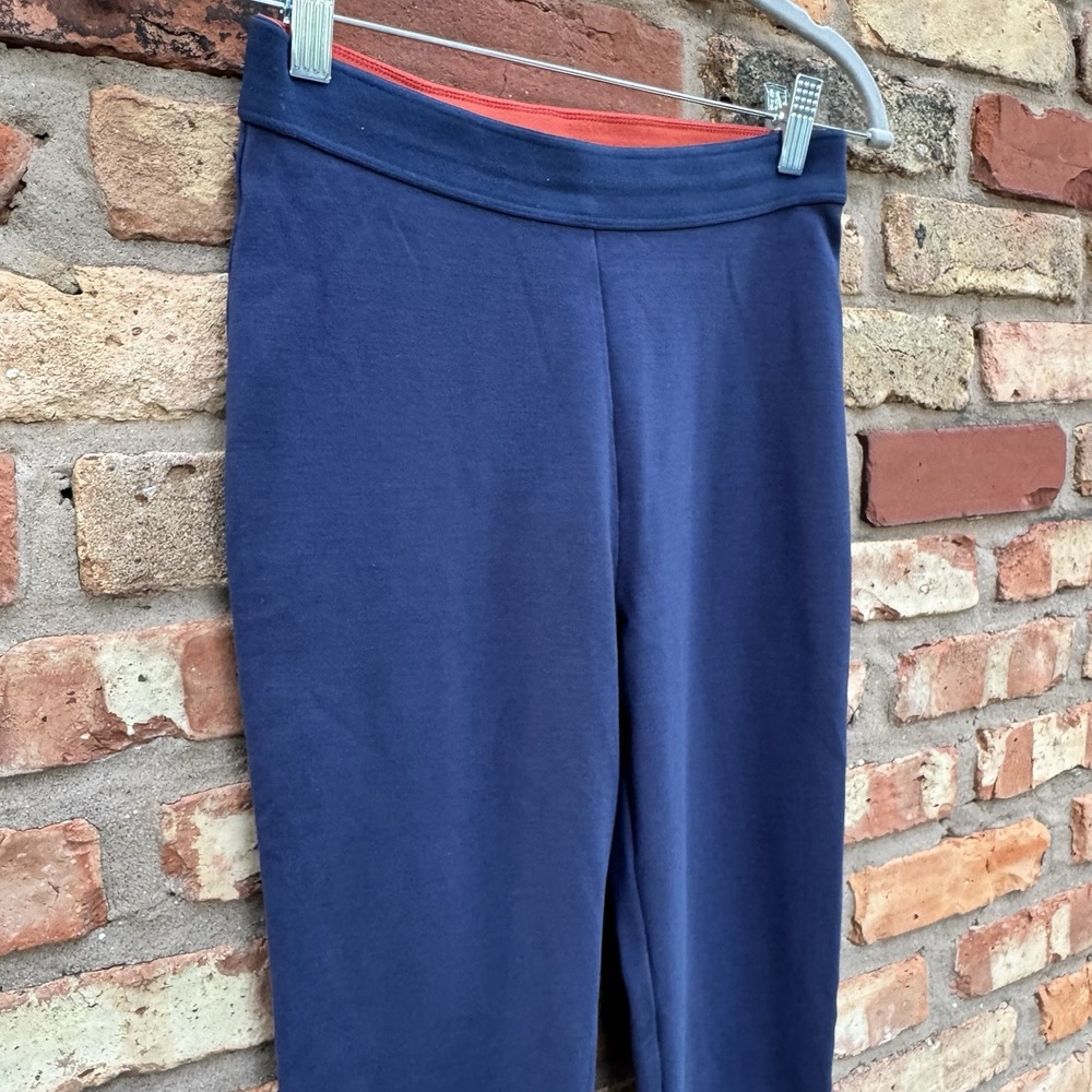 Boden High Waist Pull On Leggings Women's Size 6 Navy Blue Back Seamed Leg